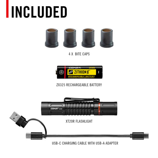 Coast XT20R - USB-C Rechargeable Focusing 520 LUMENS 116M BEAM 43H Flashlight (SOLD IN PACKS OF 6)