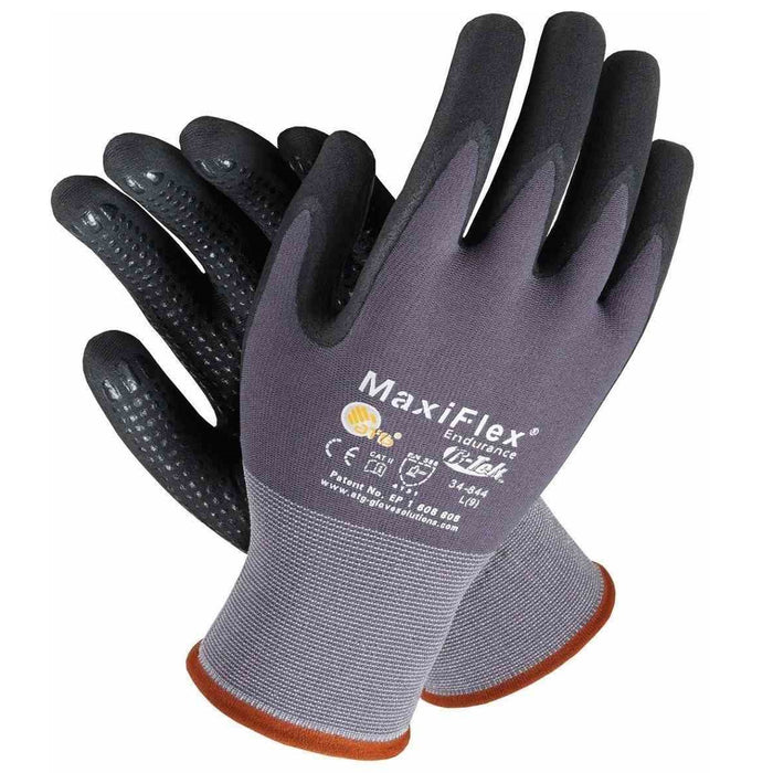 MaxiFlex Endurance Seamless Knit Nylon Glove with Nitrile Coated MicroFoam Grip on Palm & Fingers - Micro Dot Palm, 34-844, 12 Pairs